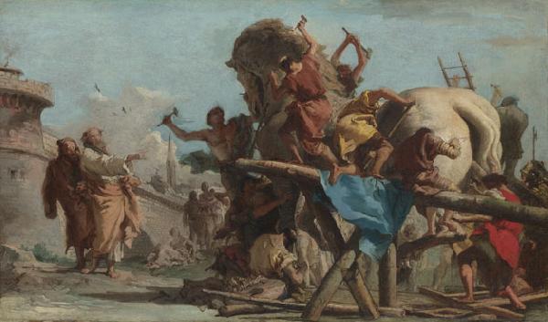 Giovanni Domenico Tiepolo Building of the Troyan Horse oil painting image
